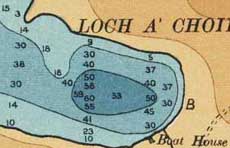 Map showing loch depths