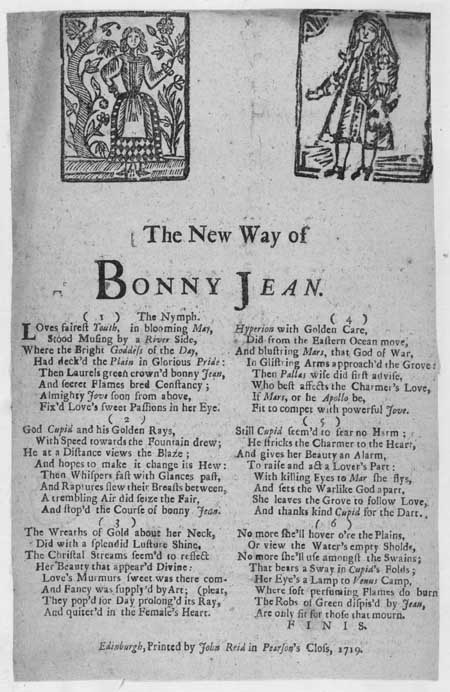 Broadside ballad entitled 'The New Way of Bonny Jean'