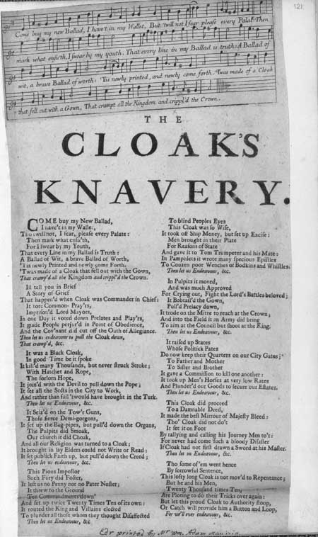 Broadside ballad entitled 'The Cloak's Knavery'