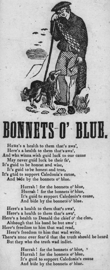 Broadside ballad entitled 'Bonnets o' Blue'