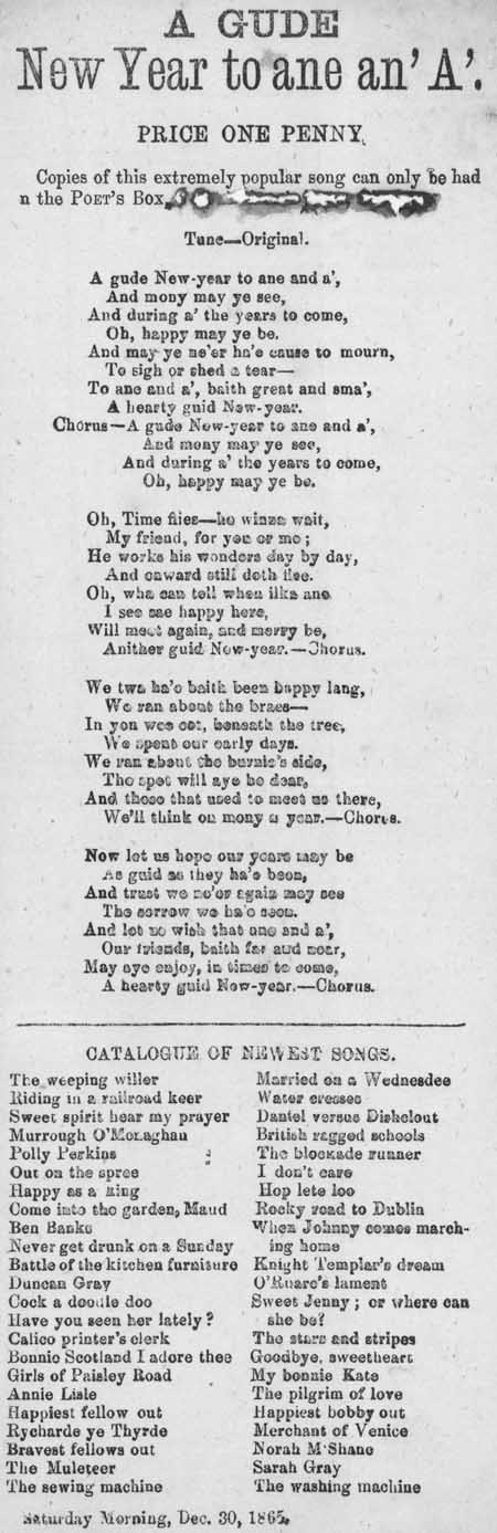 Broadside ballad entitled 'A Gude New Year to ane an' A'