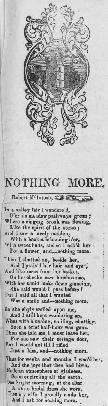 Broadside ballad entitled 'Nothing More'