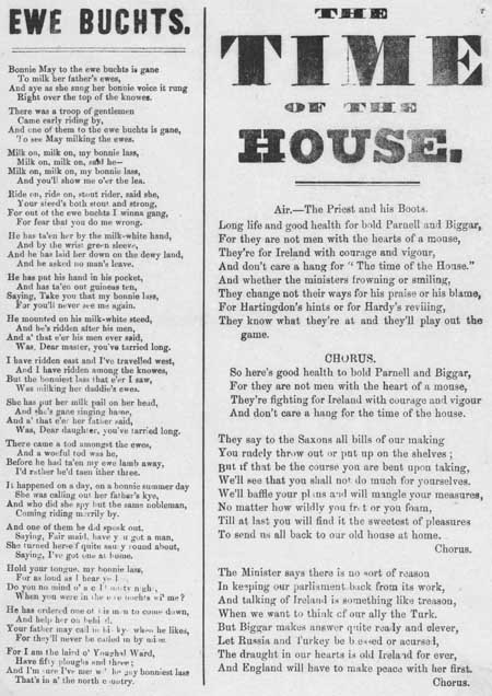 Broadside ballads entitled 'Ewe Buchts' and 'The Time Of The House'