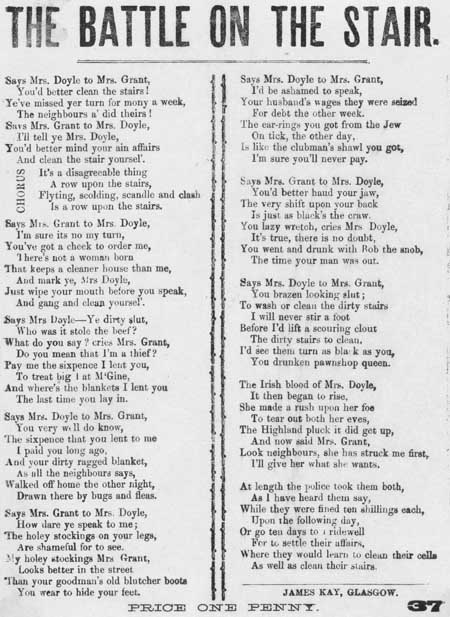 Broadside ballad entitled 'The battle on the stair'