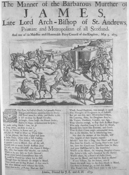 Broadside entitled 'The Manner of the Barbarous Murther of James'