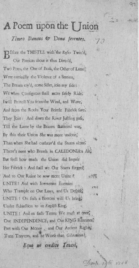 Broadside entitled 'A Poem Upon the Union'