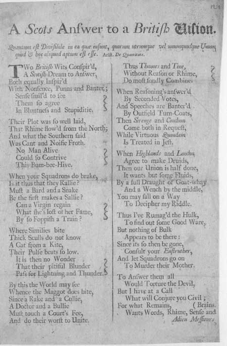Broadside poem entitled 'A Scots Answer to a British Vision'