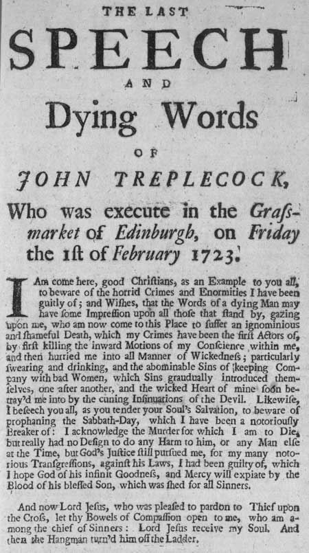 Broadside regarding John Treplecock