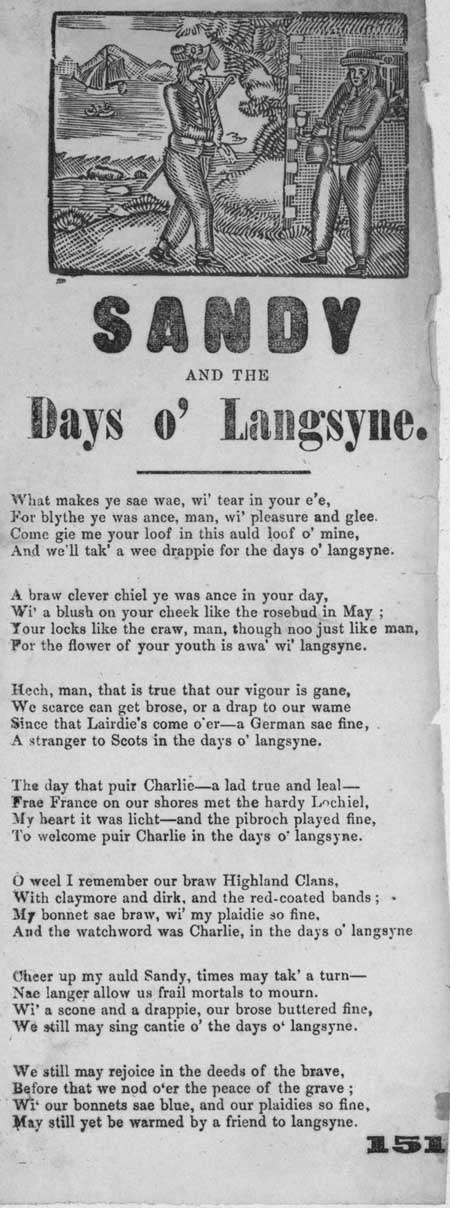 Broadside ballad entitled 'Sandy and the Days o' Langsyne'