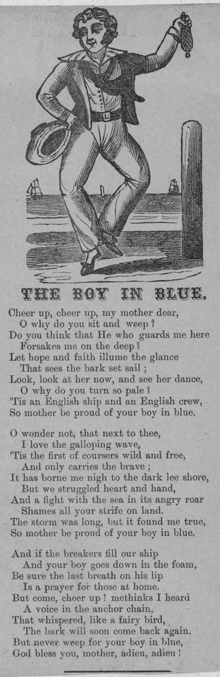 Broadside ballad entitled 'The Boy In Blue'