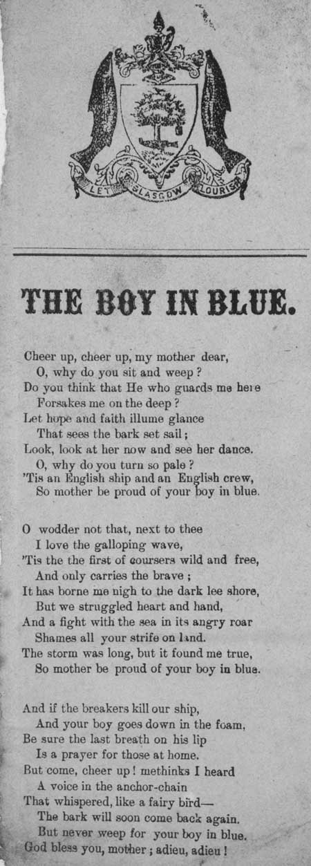 Broadside ballad entitled 'The Boy in Blue'