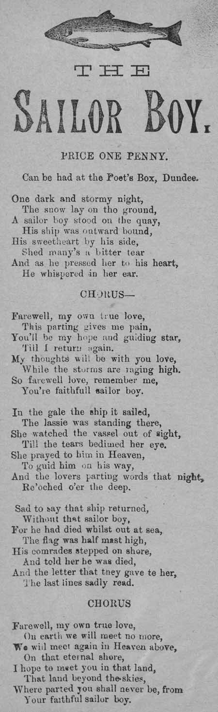 Broadside ballad entitled 'The Sailor Boy'