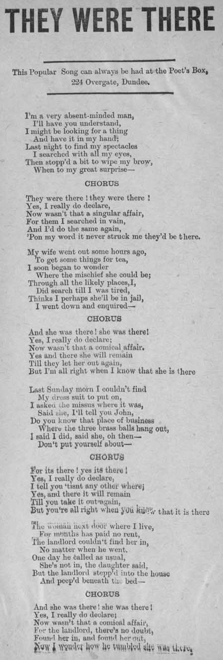 Broadside ballad entitled 'They Were There'