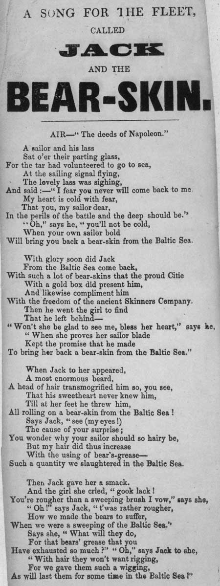 Broadside ballad entitled 'Jack and the Bear-skin'