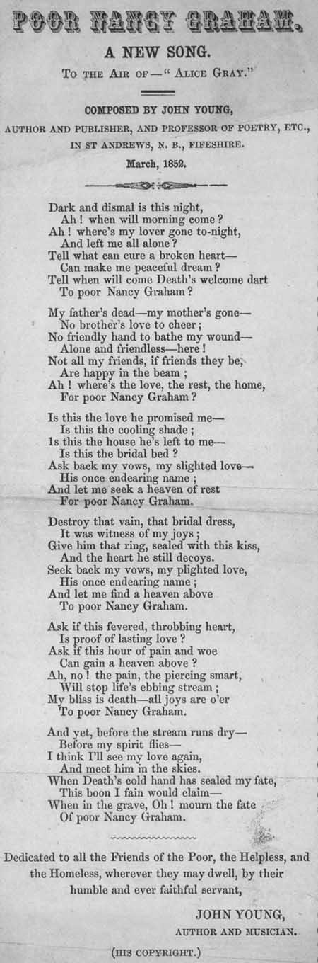 Broadside ballad entitled 'Poor Nancy Graham'