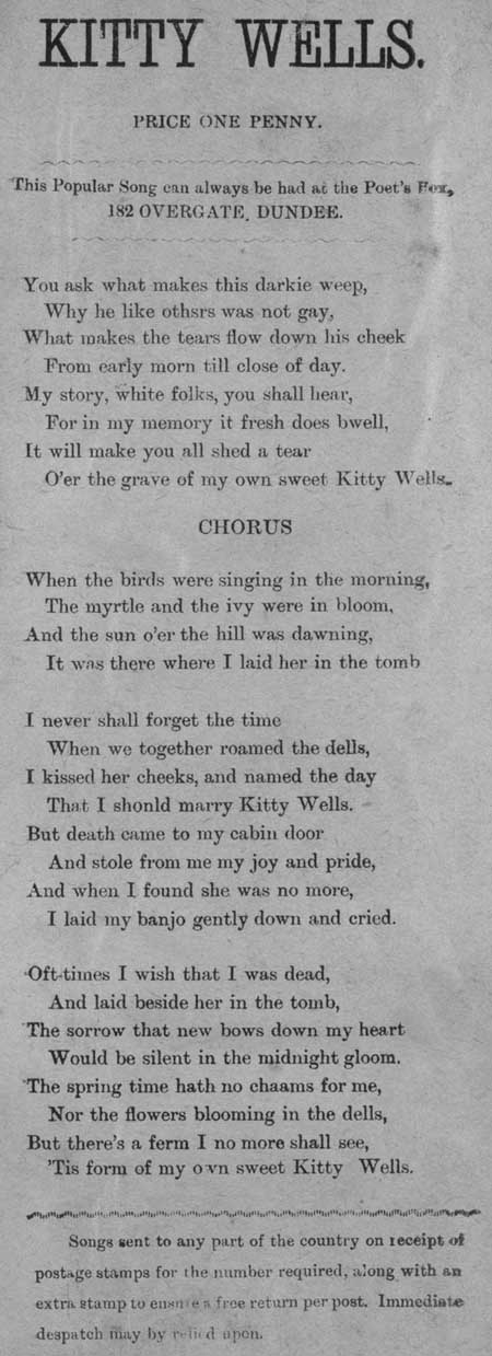 Broadside ballad entitled 'Kitty Wells'