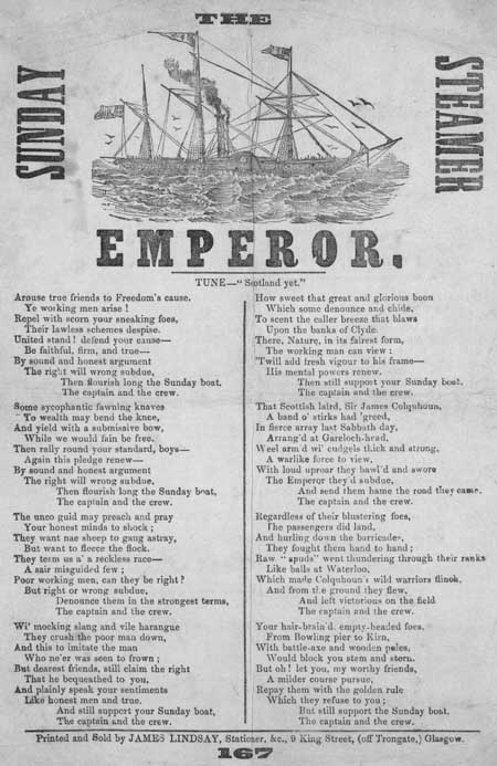 Broadside ballad entitled ' The Sunday Steamer Emperor'
