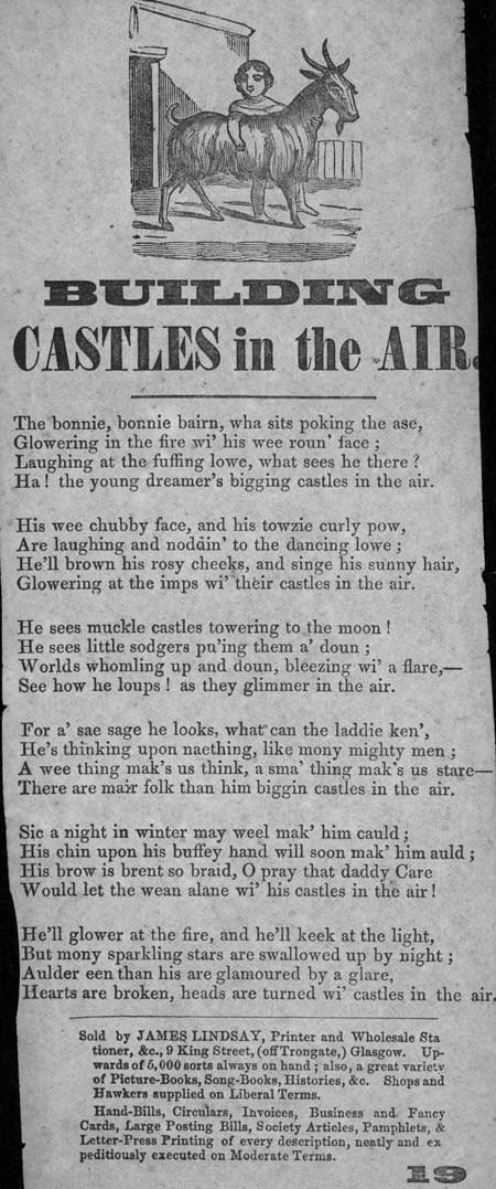 Broadside ballad entitled 'Building Castles in the Air'