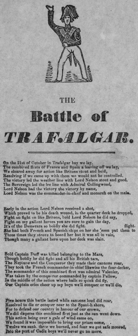 Broadside entitled 'The Battle of Trafalgar'