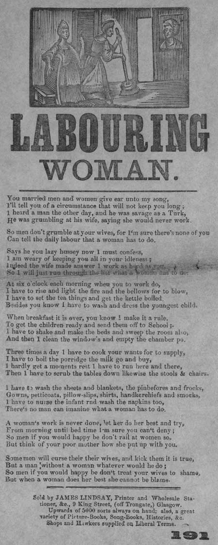 Broadside ballad entitled 'Labouring Woman'