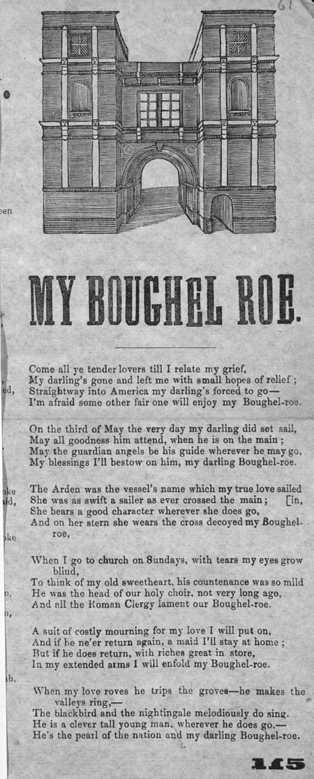 Broadside ballad entitled 'My Boughel Roe'
