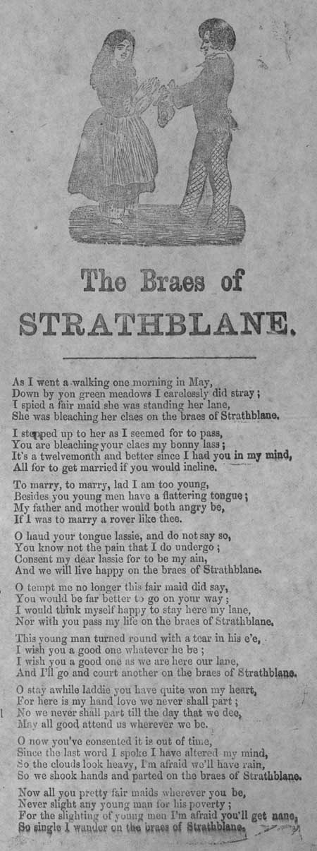 Broadside ballad entitled 'The Braes of Strathblane'