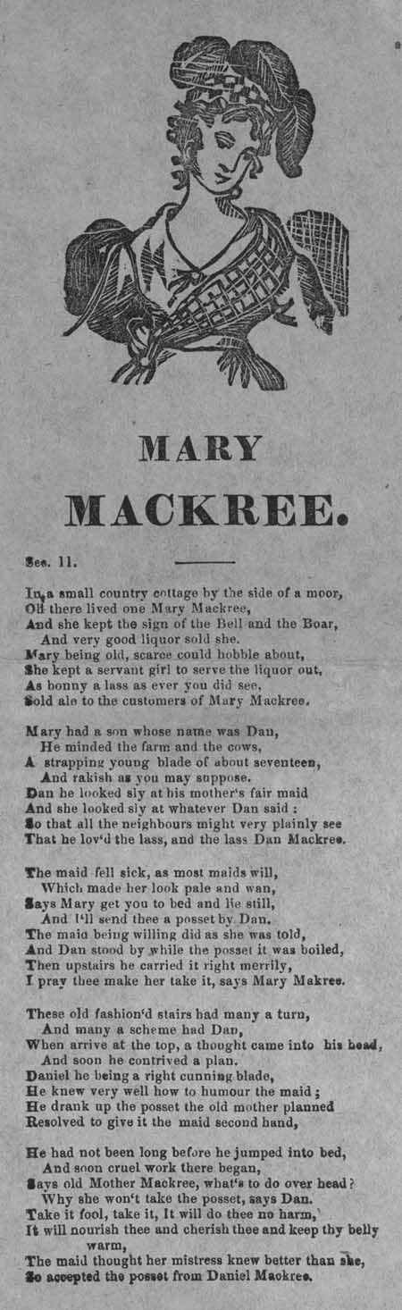 Broadside ballad entitled 'Mary Mackree'