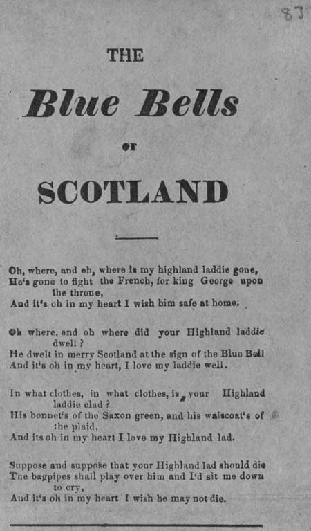 Broadside ballad entitled 'The Blue Bells of Scotland'