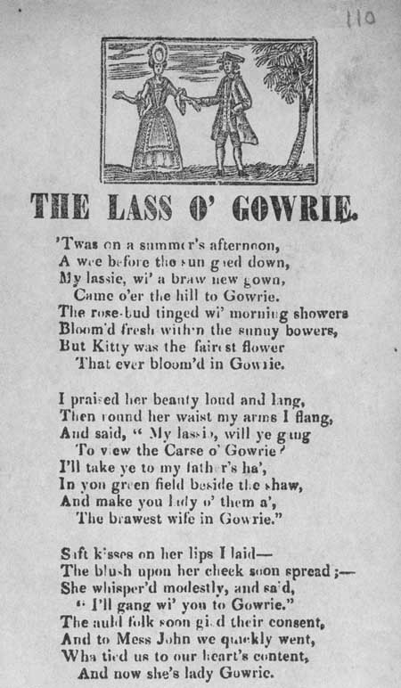 Broadside ballad entitled 'The Lass o' Gowrie'