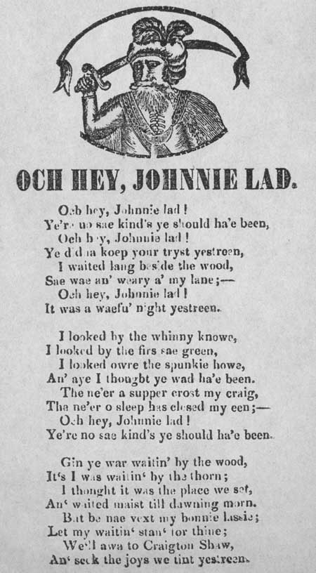 Broadside ballad entitled 'Och Hey, Johnnie Lad'