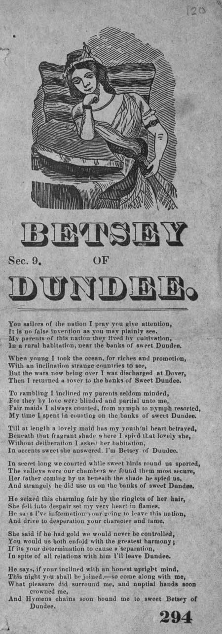 Broadside ballad entitled 'Betsey of Dundee'