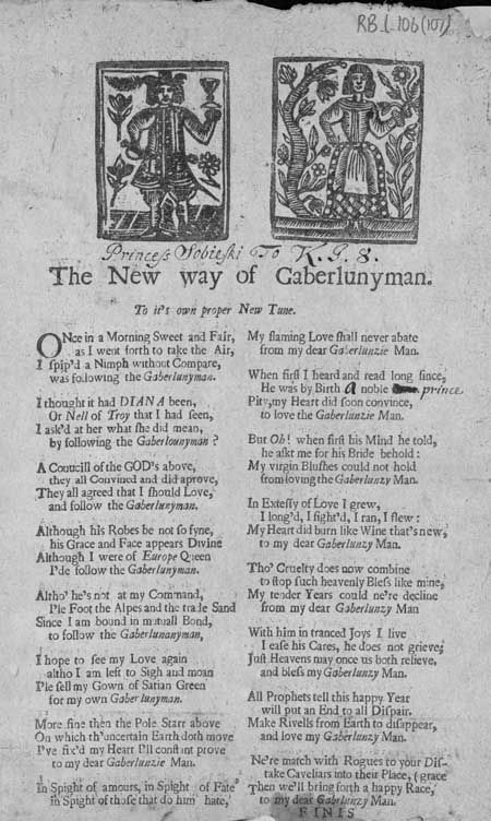 Broadside ballad entitled 'The New Way of Gaberlunyman'