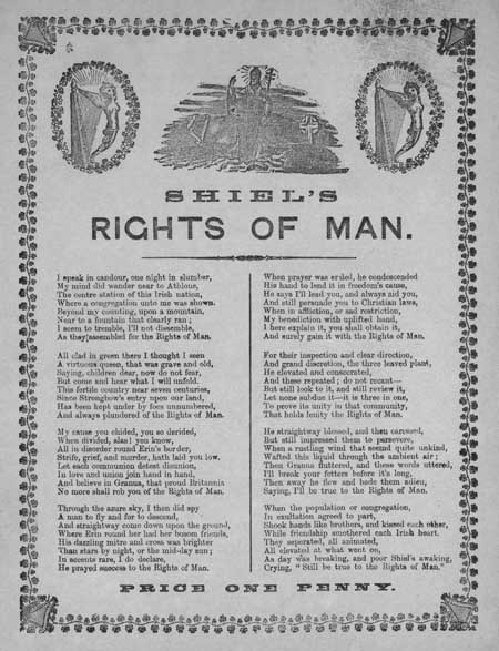 Broadside ballad entitled 'Shiel's Rights of Man'