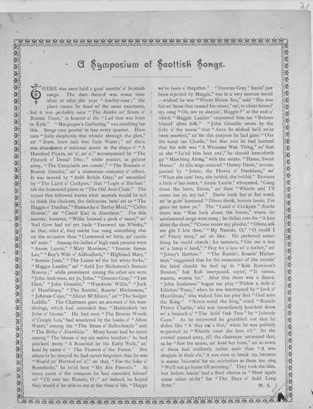 Broadside story entitled 'A Symposium of Scottish Songs'