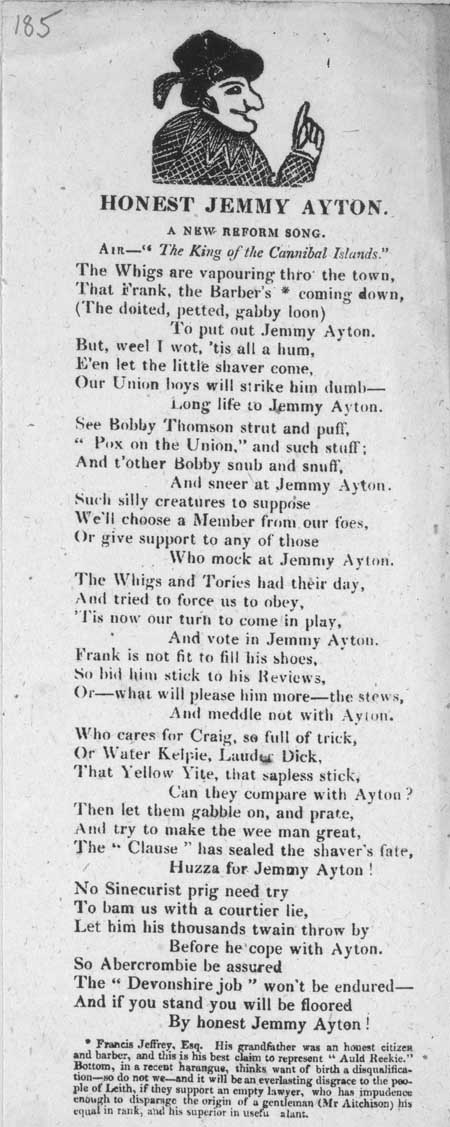 Broadside ballad entitled ' Honest Jemmy Ayton'