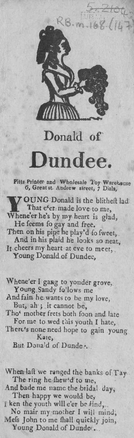 Broadside ballad entitled 'Donald of Dundee'