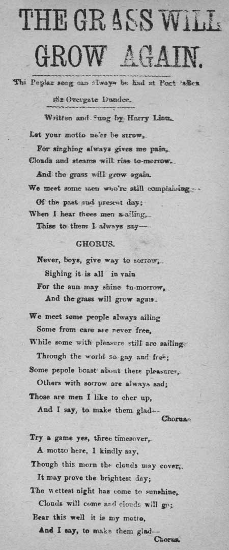 Broadside ballad entitled 'The Grass Will Grow Again'