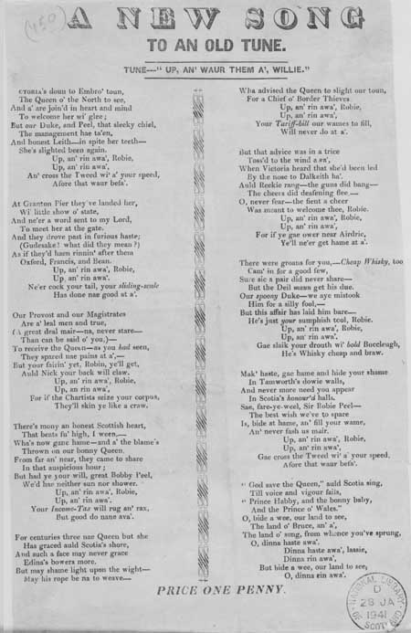 Broadside ballad entitled 'A New Song to an Old Tune'