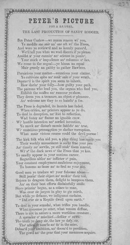 Broadside ballad entitled 'Peter's Picture for a Bawbee'