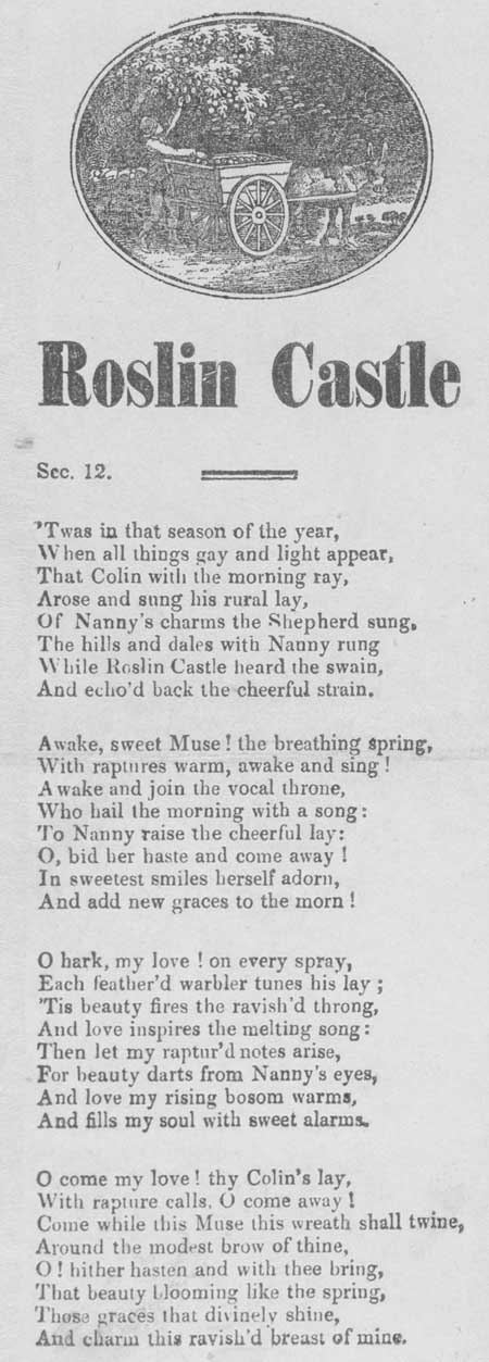 Broadside ballad entitled 'Roslin Castle'