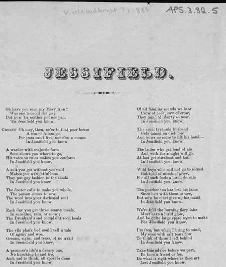Broadside ballad entitled 'Jessifield'
