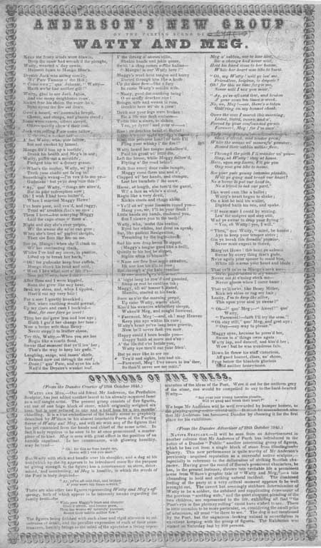 Broadside entitled 'Anderson's New Group of the Parting Scene of Watty and Meg'