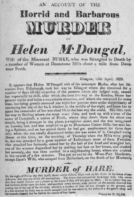 Broadside entitled 'An Account of the Horrid and Barbarous Murder of Helen M'Dougal'