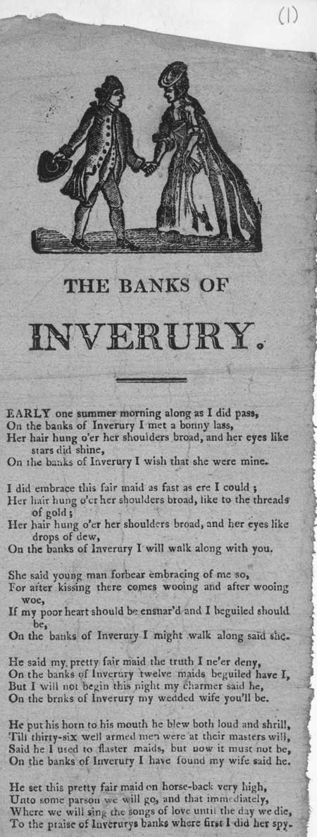 Broadside ballad entitled 'The banks of Inverury'