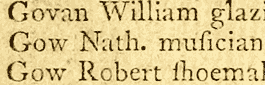 Page detail showing Nathaniel Gow's name