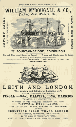 Page with 2 adverts for shipping companies