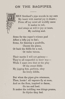 Image of 'On the bagpipes' poem