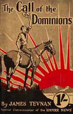 Front cover of 'The Call of the Dominions' with woman on horseback waving