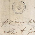 Part of letter with stamp mark.