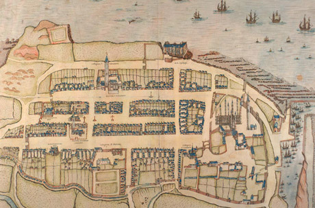 Illustrated plan of St Andrews showing links, town, harbour and coast